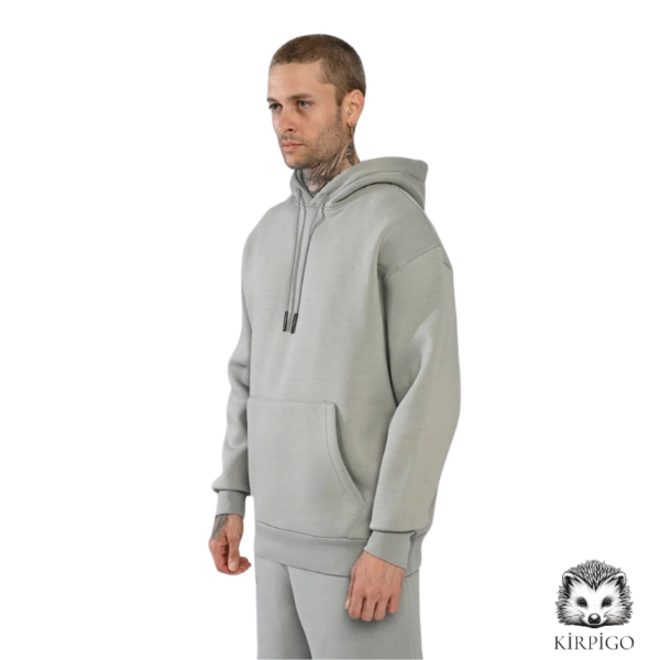 Baskısız Sweatshirt Oversize Hoodie - Görsel 4