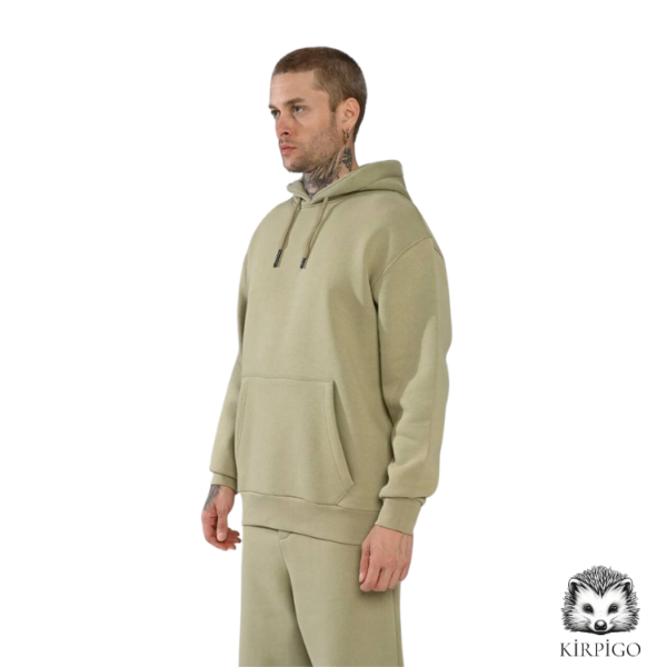 Baskısız Sweatshirt Oversize Hoodie - Görsel 4